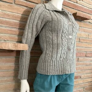 Crystal Kobe 100% Wool Cardigan Gray Petite Small